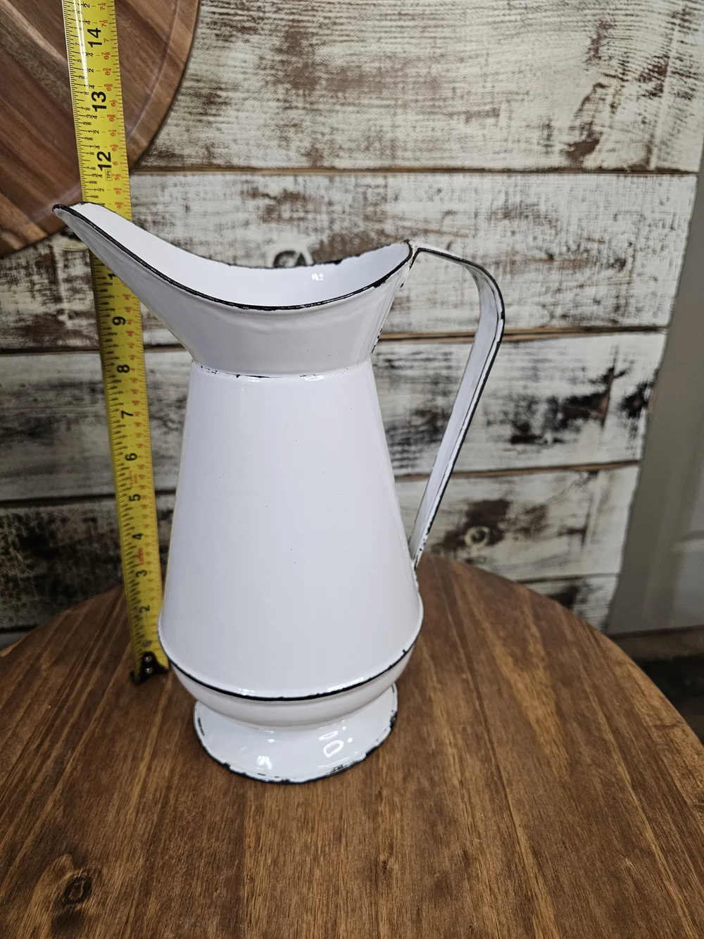White Enamel Pitcher & Wash Bowl